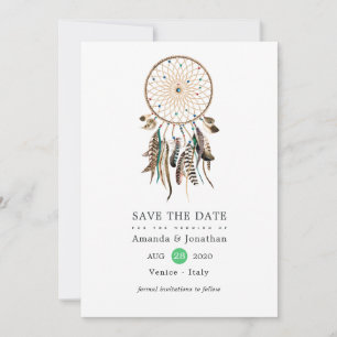 Save The Date Légende indienne Mariage des Boho tribaux