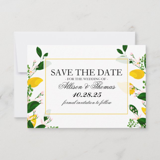 Save the date Lemon citrus tropical yellow (Front)