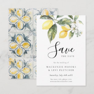 Save The Date Lemon Garden Mariage d'aquarelle méditerranéenne