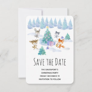 Save The Date Les Animaux De Forêt Dansant Autour De L'Arbre De 