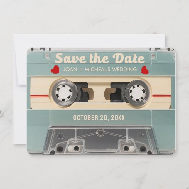 Save The Date les années 70 Retro Mariage Cassette Enregistrer l (Devant)