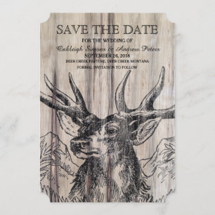 Save The Date Les cerfs communs rustiques en bois font gagner