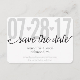 Save The Date Les coeurs gris et nombres de Chevron les grands