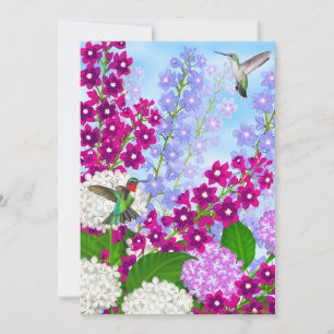 Save The Date Les colibris dans les fleurs du jardin Sauvez la d
