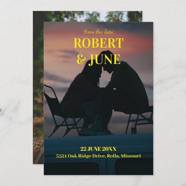 Save The Date Les deux côtés photo complète (Devant / Derrière)