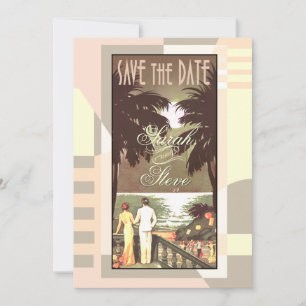 Save The Date Les économies vintages de plage d'art déco la date