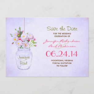 Save The Date les fleurs de victorian de pot de maçon font