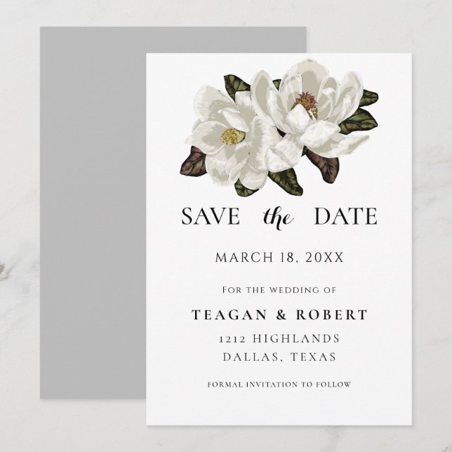 Save The Date Les fleurs d'ivoire Magnolia (Devant / Derrière)