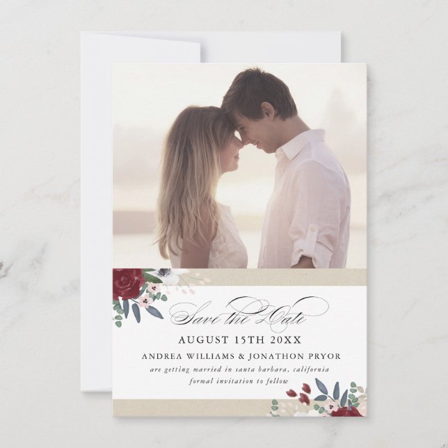 Save The Date Les fleurs romantiques sauvez la date (Devant)