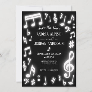 Save The Date Les notes de musique brillent dans le Mariage somb