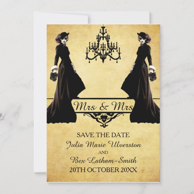 Save The Date - Lesbian Gothic Steampunk Style (Front)