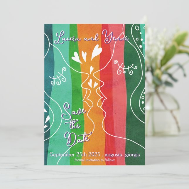 Save The Date Lesbian Love Doodle (Debout devant)