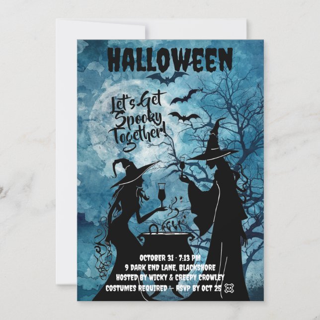 Save The Date Let’s Get Spooky – Blue Halloween Invite (Devant)