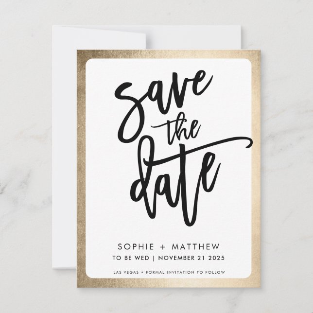 Save The Date lettrage script couple MODERNE avec une bordure fa (Devant)
