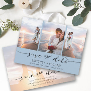 Save The Date Lettré à la main 3 Image Dusty Blue