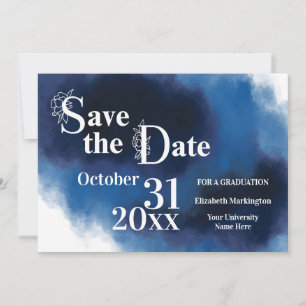 Save The Date LETTRE Fleur Moderne Bleu Simple