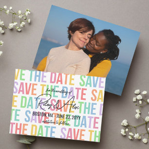 Save The Date Lettres Arc-en-ciel de la typographie moderne Mari