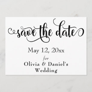 Save The Date Lettres de script fantaisie noir & blanc Enregistr