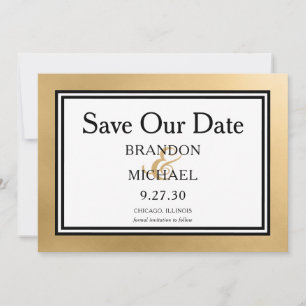 Save The Date LGBTQ Gold Mariage Moderne Enregistrer La Date