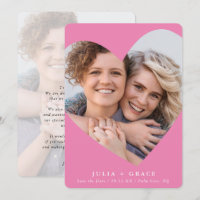 SAVE THE DATE lgbtq modern photo heart cute pink