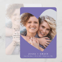 SAVE THE DATE lgbtq modern photo heart cute purple
