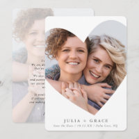 SAVE THE DATE lgbtq modern photo heart frame white