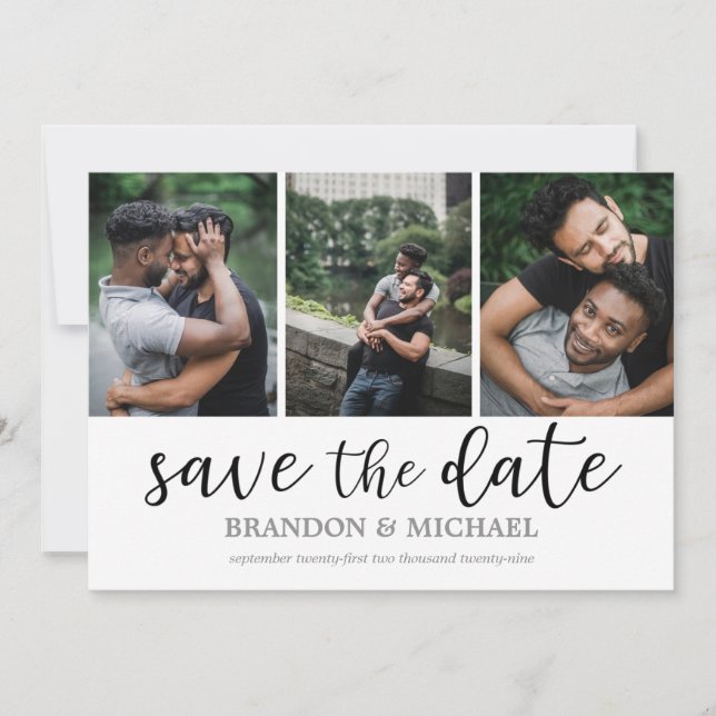 Save The Date LGBTQ Modern Script Photo Collage (Devant)