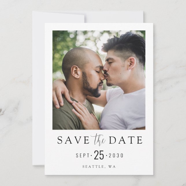 Save The Date LGBTQ Modern Simple Élégant Photo Enregistrer La D (Devant)