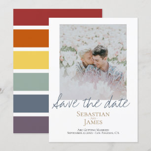 Save The Date LGBTQ Rainbow Personalized Photo