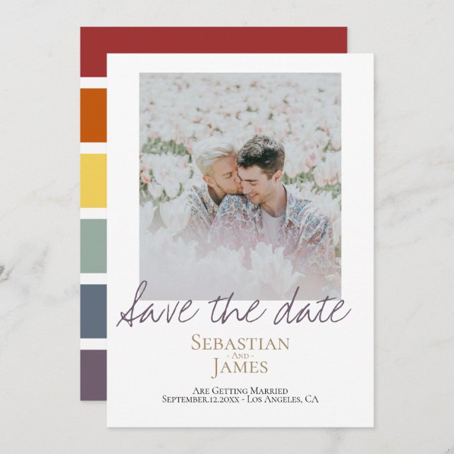 Save The Date LGBTQ Rainbow Personalized Photo (Front/Back)
