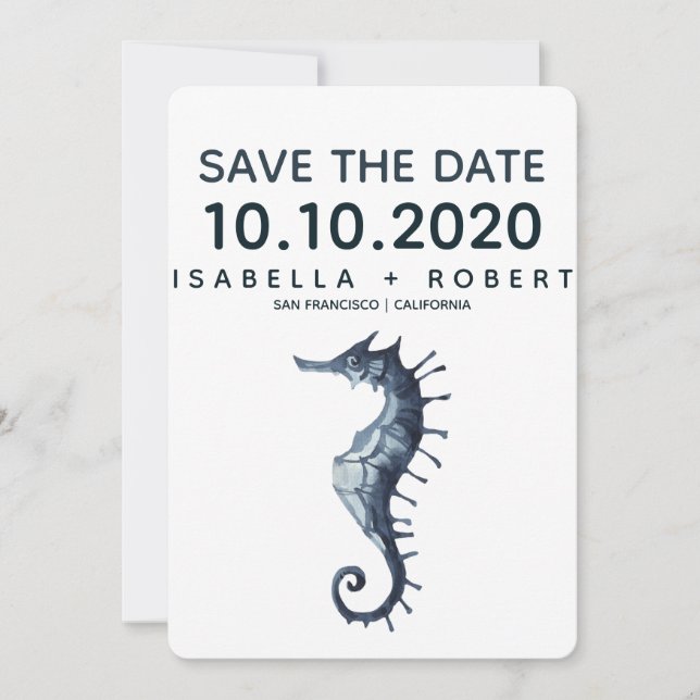 Save The Date L'hippocampe bleu | Mariage Enregistrer la date (Devant)
