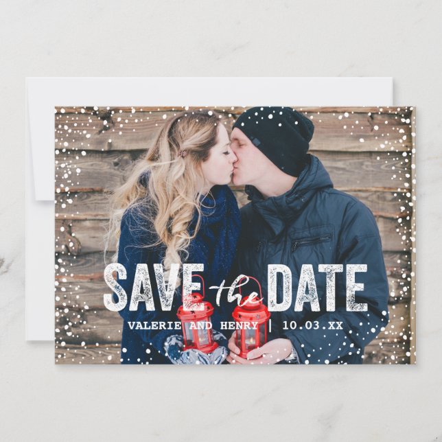 Save The Date L'hiver rustique Enregistrer La Date Pleine Photo  (Devant)