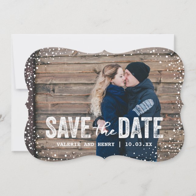 Save The Date L'hiver rustique Enregistrer La Date Pleine Photo  (Devant)