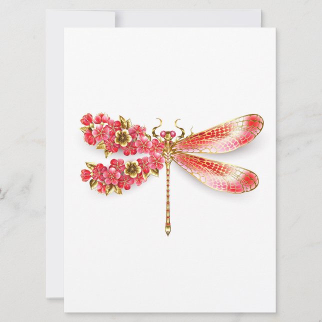 Save The Date libellule de fleurs avec sakura de bijoux (Devant)