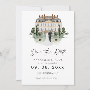 Save The Date Lieu de mariage à l'aquarelle Enregistrer la date 