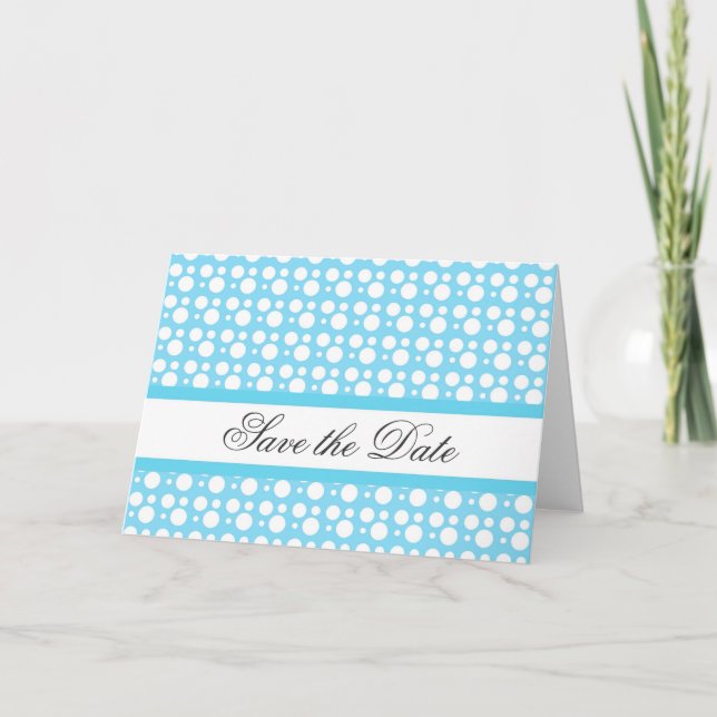save the date, light blue dots announcement (Front)