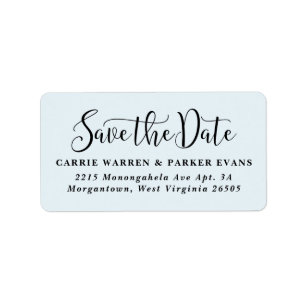 Save the date light blue elegant return address label