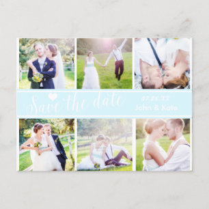 SAVE THE DATE Light Blue Wedding 6 PHOTO Postcard