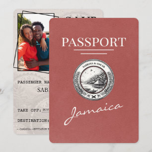 Save The Date Light Burgundy Jamaïque Passeport Enregistrer La D