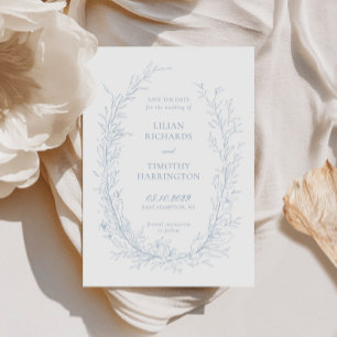 Save The Date Ligne Botanique Bleue Mariage Cadre Art