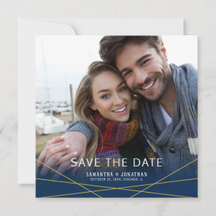 Save The Date Lignes Géométriques Dorées Enregistrer la Date a