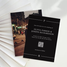 Lignes modernes et Monogramme noir QR Code et phot