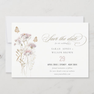 Save The Date Lilac Fleur sauvage Fern Botanique Aquarelle Maria
