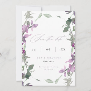 Save The Date Lilac Fleur sauvage Photo Mariage Enregistrer La D