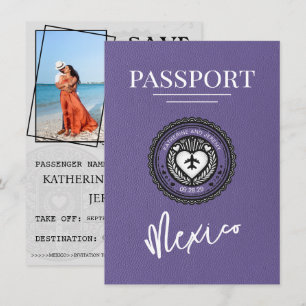 Save The Date Lilac Mexique Passeport Enregistrer La Date