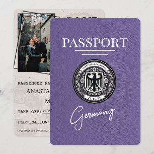 Save The Date Lilac Purple Allemagne Passeport Enregistrer La Da