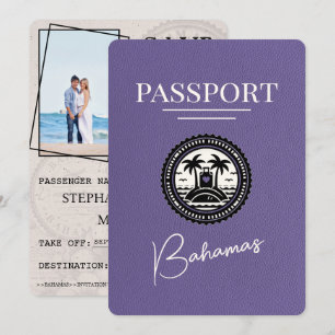 Save The Date Lilac Purple Bahamas Passport Enregistrer La Date