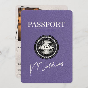 Save The Date Lilac Purple Maldives Passeport Enregistrer La Dat
