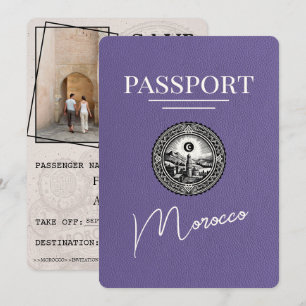 Save The Date Lilac Purple Maroc Passeport Enregistrer La Date