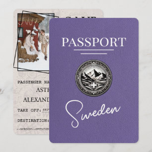 Save The Date Lilac Purple Suède Passeport Enregistrer La Date